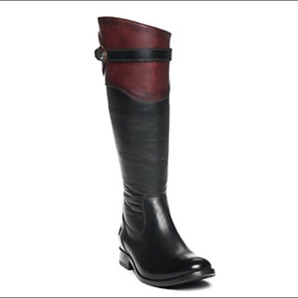 $399 Frye Molly Button Black Brown Multicolor Leather Equestrian Riding Boots - Picture 2 of 16
